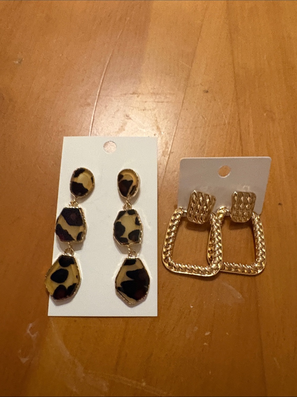 Gold and Leopard Drop Earrings Set - Stylish Women's Jewelry